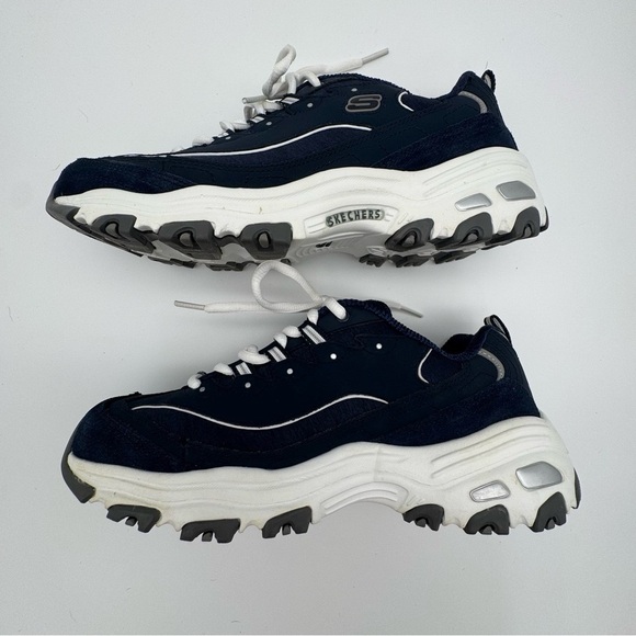 Skechers D’Lites Me Time Comfort Athletic Sneakers 11936 Navy White Womens 7.5 - Picture 10 of 11